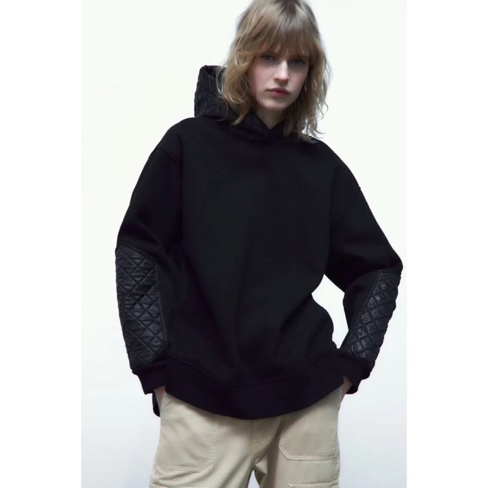 ZARA Combination Quilted Oversized Cotton Sweatshirt